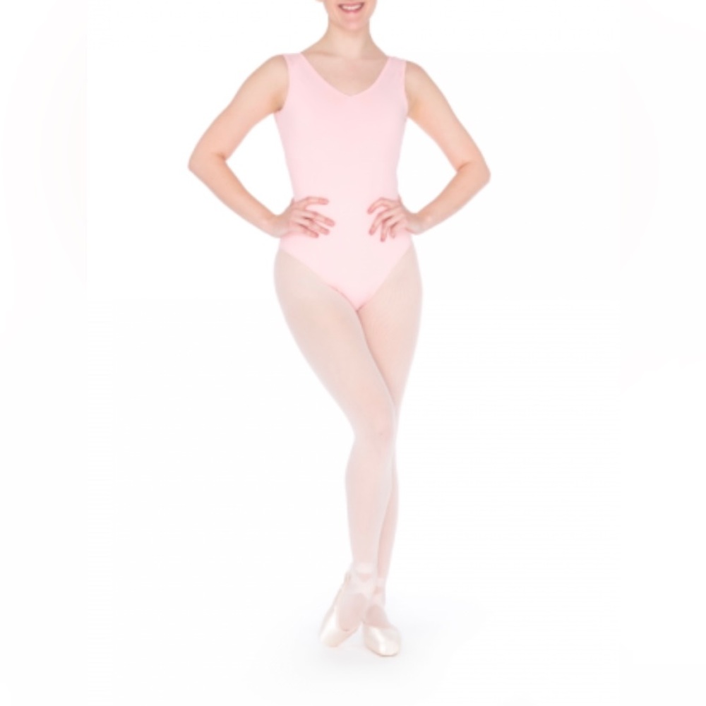 Pink V neck Russian Pointe Foundations 5 ballet leotard. Size XS. Brand new!